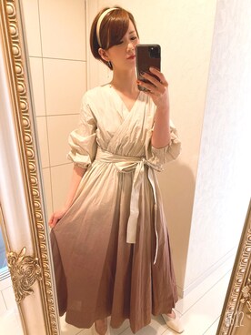 「Mila Owen（ミラオーウェン）のアイテム（ワンピース、ベージュ系）」を使った、mmaassaaeeeさん（レディース）の春コーディネート