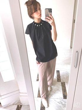 「Mila Owen（ミラオーウェン）のアイテム（パンツ、ベージュ系）」を使った、mmaassaaeeeさん（レディース）の春コーディネート