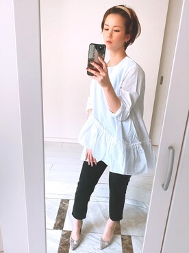「birthdaybushのアイテム（シャツ/ブラウス、ホワイト系）」を使った、mmaassaaeeeさん（レディース）の春コーディネート