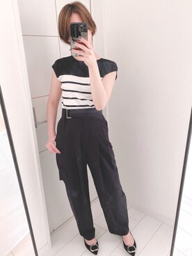 「Mila Owen（ミラオーウェン）のアイテム（その他パンツ、ブラック系）」を使った、mmaassaaeeeさん（レディース）の夏コーディネート