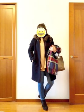 「URBAN RESEARCH（アーバンリサーチ）のアイテム（ステンカラーコート）」を使った、SABUさん（レディース・156cm）の冬コーディネート
