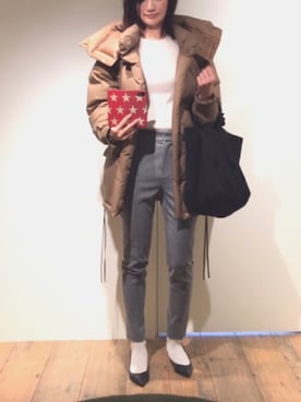 「HYKE」｜「アイテム（ダウンジャケット/コート）」を使った、MIOさん（レディース・163cm）の冬コーディネート