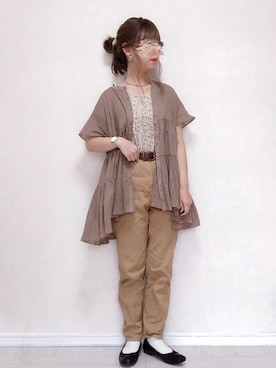 「シアーワンピース」｜「アイテム（バレエシューズ）」を使った、harunaさん（レディース・153cm）の秋コーディネート