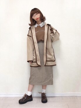 「パイピングコート」｜「アイテム（その他シューズ）」を使った、harunaさん（レディース・153cm）の秋コーディネート