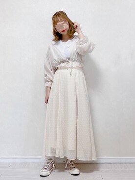 「GRL（グレイル）の光沢シフォンカーディガン（カーディガン/ボレロ）」を使った、harunaさん（レディース・153cm）の春コーディネート