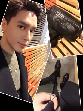 「YSL（ワイエスエル）のアイテム（ブーツ）」を使った、Xzyさん（メンズ・179cm）の冬コーディネート