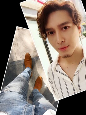 「YSL（ワイエスエル）のアイテム（ブーツ）」を使った、Xzyさん（メンズ・179cm）の秋コーディネート