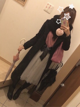 「傘」｜「アイテム（その他アウター）」を使った、こたつんさん（レディース・158cm）の春コーディネート