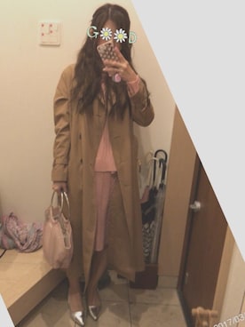 「シルバーシューズ」｜「アイテム（トレンチコート）」を使った、こたつんさん（レディース・158cm）の春コーディネート