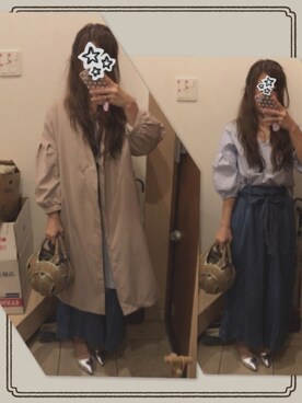 「シルバーシューズ」｜「アイテム（ノーカラージャケット）」を使った、こたつんさん（レディース・158cm）の春コーディネート