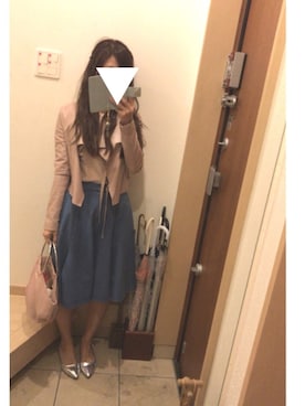 「ライタースジャケット」｜「アイテム（アクセサリー）」を使った、こたつんさん（レディース・158cm）の春コーディネート