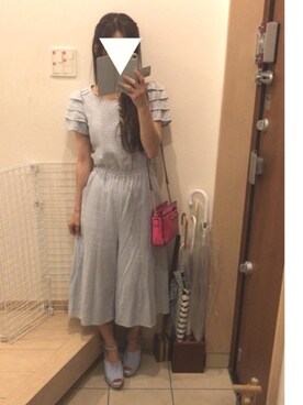 「水色」｜「アイテム（サロペット/オーバーオール）」を使った、こたつんさん（レディース・158cm）の夏コーディネート