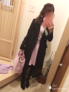 「パープル×黒」｜「アイテム（その他アウター）」を使った、こたつんさん（レディース・158cm）の冬コーディネート
