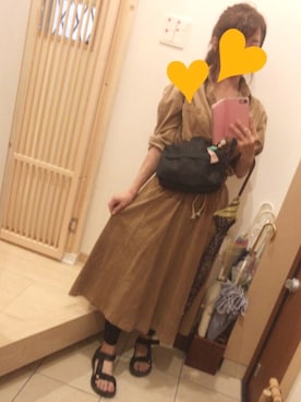 「傘」｜「アイテム（シャツワンピース）」を使った、こたつんさん（レディース・158cm）の夏コーディネート