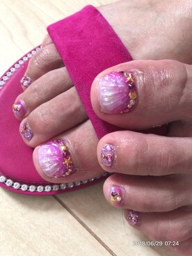 「フットネイル」｜こたつんさん（レディース・158cm）の夏コーディネート