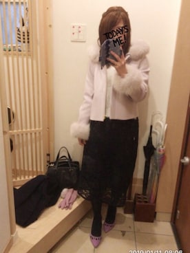 「MISCH MASCH（ミッシュマッシュ）のアイテム（その他アウター）」を使った、こたつんさん（レディース・158cm）の冬コーディネート