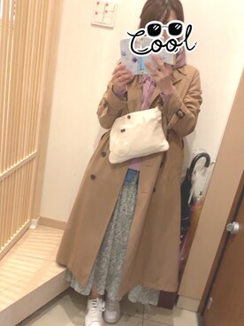 「マキシスカート」｜「アイテム（トレンチコート）」を使った、こたつんさん（レディース・158cm）の春コーディネート