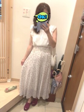 「丸バッグ」｜こたつんさん（レディース・158cm）の夏コーディネート
