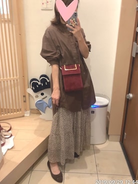 「ノーカラーシャツ」｜「アイテム（バレエシューズ）」を使った、こたつんさん（レディース・158cm）の秋コーディネート