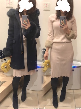 「ネイビー×ピンク」｜「アイテム（ブーツ）」を使った、こたつんさん（レディース・158cm）の冬コーディネート
