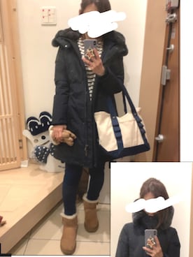 「WOOLRICH（ウールリッチ）のアイテム（ダウンジャケット/コート）」を使った、こたつんさん（レディース・158cm）の冬コーディネート