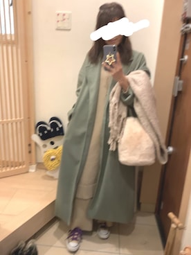 「KOBE LETTUCE（コウベレタス）のアイテム（チェスターコート）」を使った、こたつんさん（レディース・158cm）の冬コーディネート