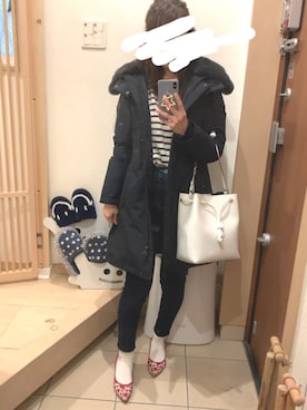 「WOOLRICH（ウールリッチ）のアイテム（ダウンジャケット/コート）」を使った、こたつんさん（レディース・158cm）の冬コーディネート