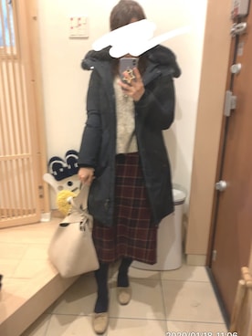 「WOOLRICH（ウールリッチ）のアイテム（ダウンジャケット/コート）」を使った、こたつんさん（レディース・158cm）の冬コーディネート