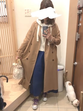 「Dickies（ディッキーズ）の【Dickies】ディッキーズ TCツイルバックインバーテッドスカート（スカート）」を使った、こたつんさん（レディース・158cm）の春コーディネート