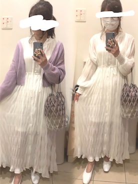 「アコーディオンプリーツ」｜「アイテム（ワンピース/ドレス）」を使った、こたつんさん（レディース・158cm）の春コーディネート