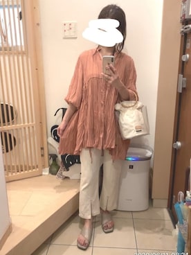 「a.g.plus（エージープラス）のアイテム（パンツ）」を使った、こたつんさん（レディース・158cm）の夏コーディネート