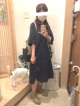 「長靴」｜「アイテム（シャツワンピース）」を使った、こたつんさん（レディース・158cm）の夏コーディネート
