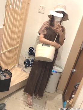 「Three Four Time（ｽﾘｰﾌｫｰﾀｲﾑ）のアイテム（帽子）」を使った、こたつんさん（レディース・158cm）の夏コーディネート