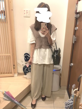 「ベスト×Tシャツ」｜「アイテム（その他）」を使った、こたつんさん（レディース・158cm）の秋コーディネート