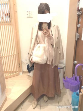 「ピンクベージュ」｜「アイテム（その他アウター）」を使った、こたつんさん（レディース・158cm）の秋コーディネート