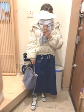 「コンバース ハイカット」｜「アイテム（ブルゾン）」を使った、こたつんさん（レディース・158cm）の冬コーディネート