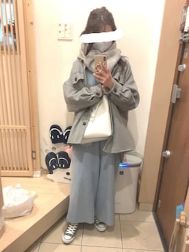 「コンバース ハイカット」｜「アイテム（オールインワン・サロペット）」を使った、こたつんさん（レディース・158cm）の冬コーディネート