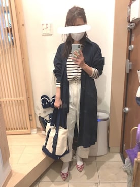 「A part by（アパートバイ）のアイテム（ステンカラーコート）」を使った、こたつんさん（レディース・158cm）の春コーディネート