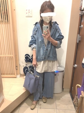 「スクエアトゥ」｜「アイテム（デニムジャケット）」を使った、こたつんさん（レディース・158cm）の春コーディネート