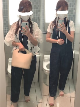 「DANTON（ダントン）のアイテム（オールインワン・サロペット）」を使った、こたつんさん（レディース・158cm）の夏コーディネート