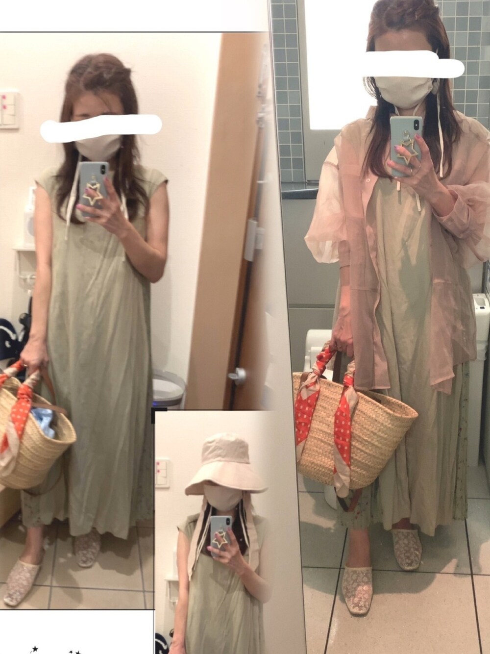 「Aラインワンピース、ノースリーブワンピース、花柄ワンピース、プリーツ、帽子、かごバッグ、夏コーデ、バブーシュ、ミュール、ラクチンコーデ」｜「SHIPSの【WEB限定】シアースリッポン◆（スリッポン、ベージュ系）」を使った、こたつんさん（レディース・158cm）の夏コーディネートの1枚目の写真