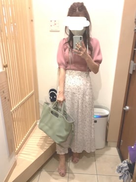 「リブニット」｜「アイテム（その他トップス）」を使った、こたつんさん（レディース・158cm）の夏コーディネート