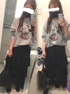「ミッキーT」｜「アイテム（スウェット）」を使った、こたつんさん（レディース・158cm）の秋コーディネート