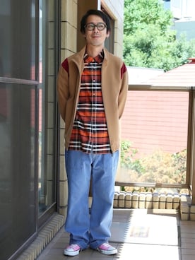 「オーバーサイズシャツ」｜「アイテム（ブルゾン）」を使った、ShikouHiwatashiさん（メンズ・170cm）の夏コーディネート