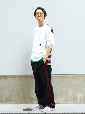 「alain mikli（アランミクリ）のアイテム」を使った、ShikouHiwatashiさん（メンズ・170cm）の夏コーディネート