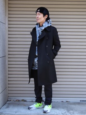 「FACTOTUM（ファクトタム）のアイテム（トレンチコート）」を使った、ShikouHiwatashiさん（メンズ・170cm）の冬コーディネート