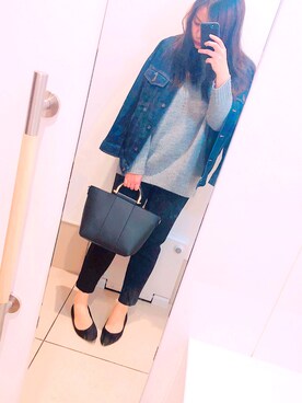 「寒い」｜「アイテム（デニムジャケット）」を使った、＼れん太郎／さん（レディース・170cm）の秋コーディネート