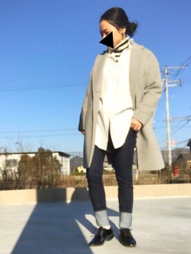 「PLST（プラステ）のアイテム（チェスターコート）」を使った、TASIA さん（レディース・155cm）の冬コーディネート