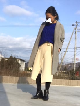「PLST（プラステ）のアイテム（チェスターコート）」を使った、TASIA さん（レディース・155cm）の冬コーディネート
