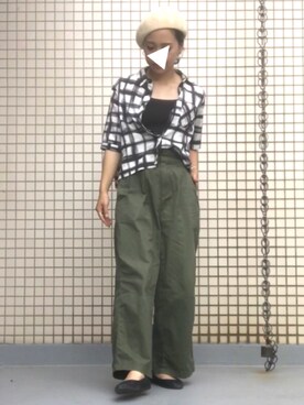 「TOPSHOP（トップショップ）のアイテム（シャツ/ブラウス）」を使った、TASIA さん（レディース・155cm）の夏コーディネート